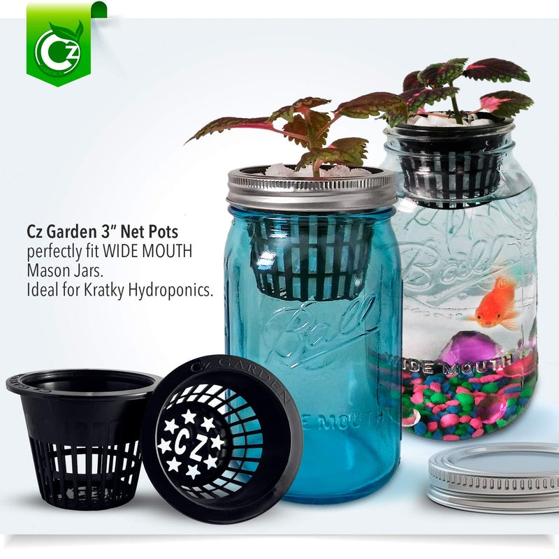 Cz Garden Supply 3 inch Net Cups Heavy Duty Pots Wide Rim Design - Orchids â€¢ Aquaponics â€¢ Aquaculture â€¢ Hydroponics Slotted Mesh for Kratky Wide Mouth Mason Jars - Image 5
